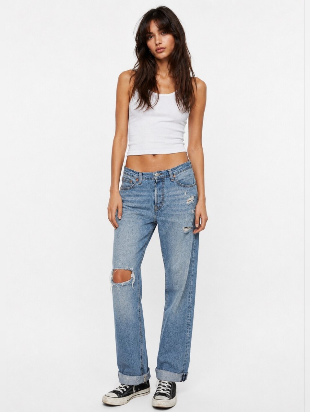 Levi's Wedgie Straight Ankle Jeans Distressed Raw Hem Size 31